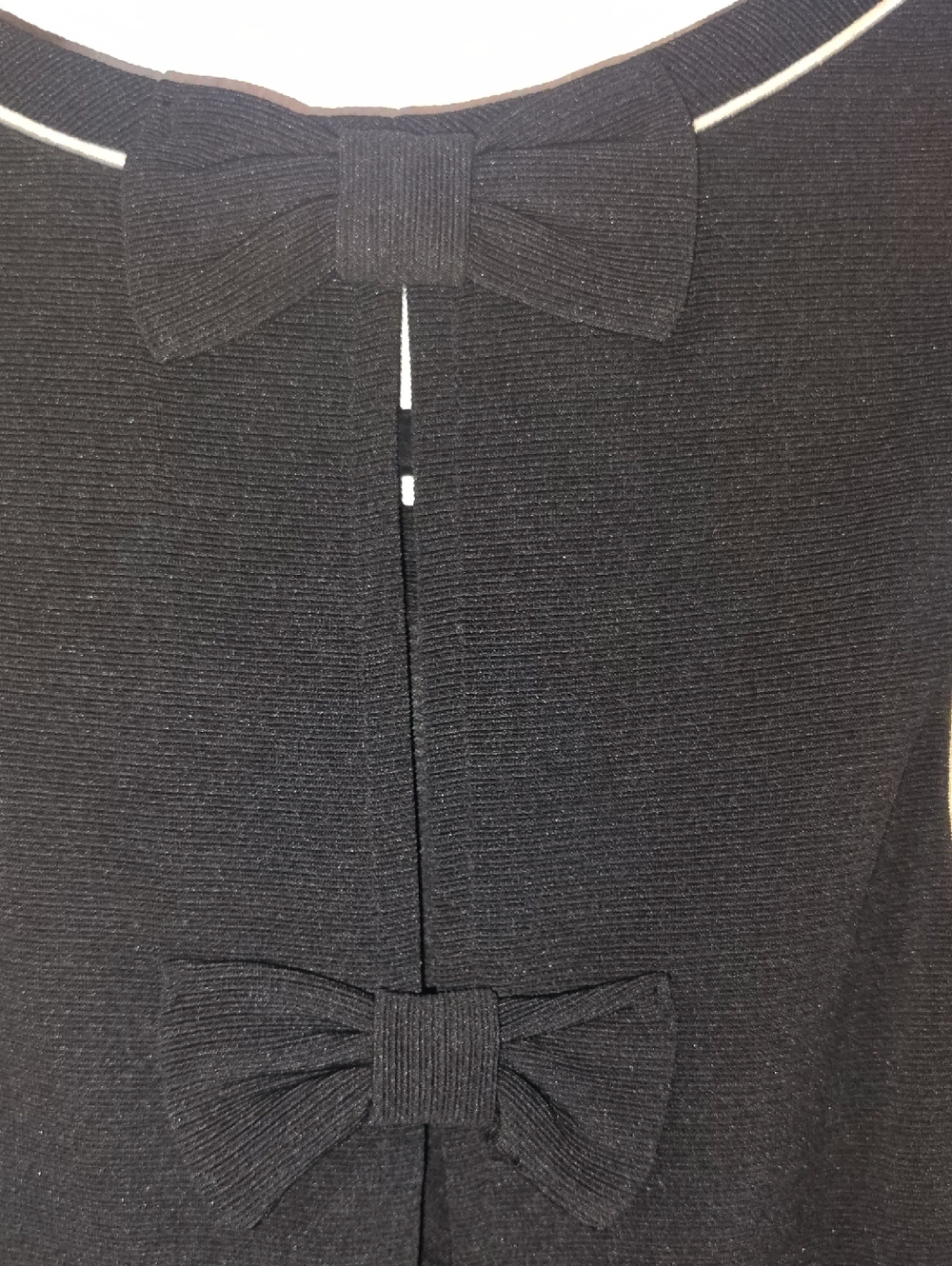 Monteau Black Sleeveless Fit and Flare Dressโ White Piping Back Bow Detail NWT S